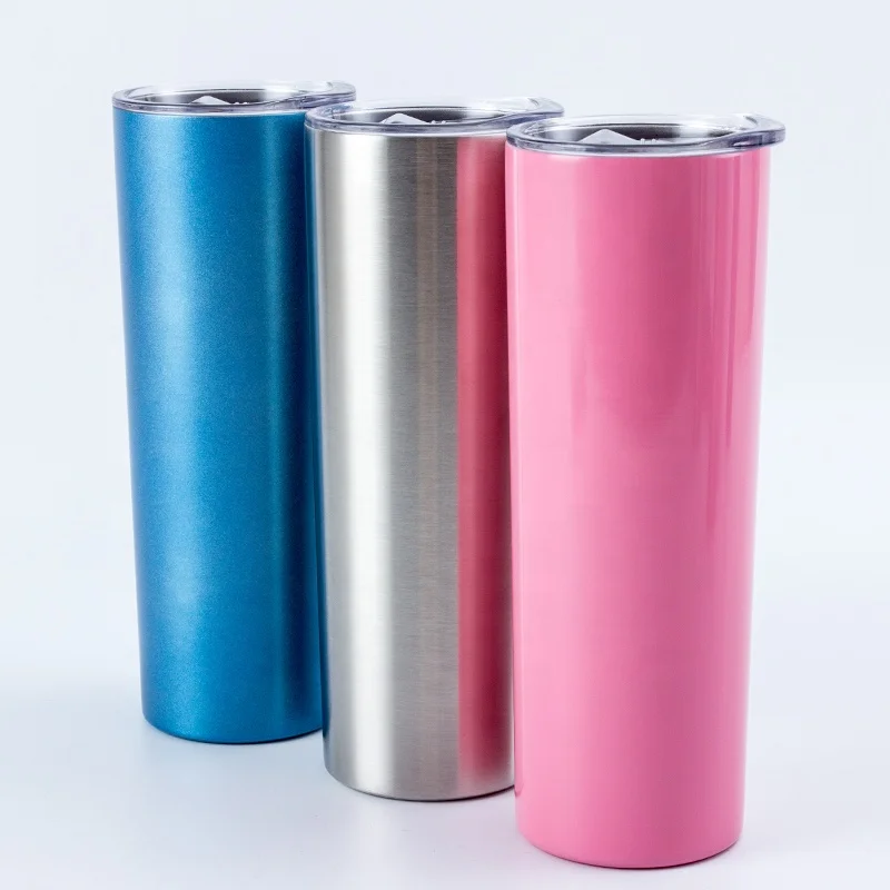 Amazon Hot Sale Food Grade 20oz Skinny 304 Stainless Steel Vacuum Insulated Tumblers With Lid And Straws