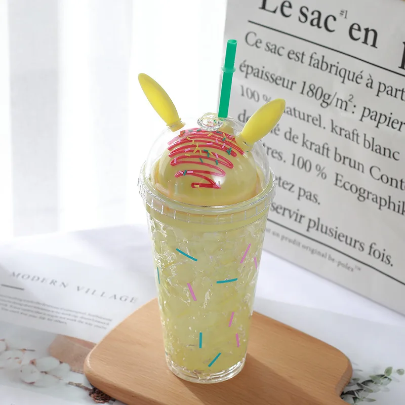 Seaygift 2019 Hot Selling New Fashion Luxury Double Wall Insulated Beach 16oz Plastic Cups with Lids and Straws Wholesale