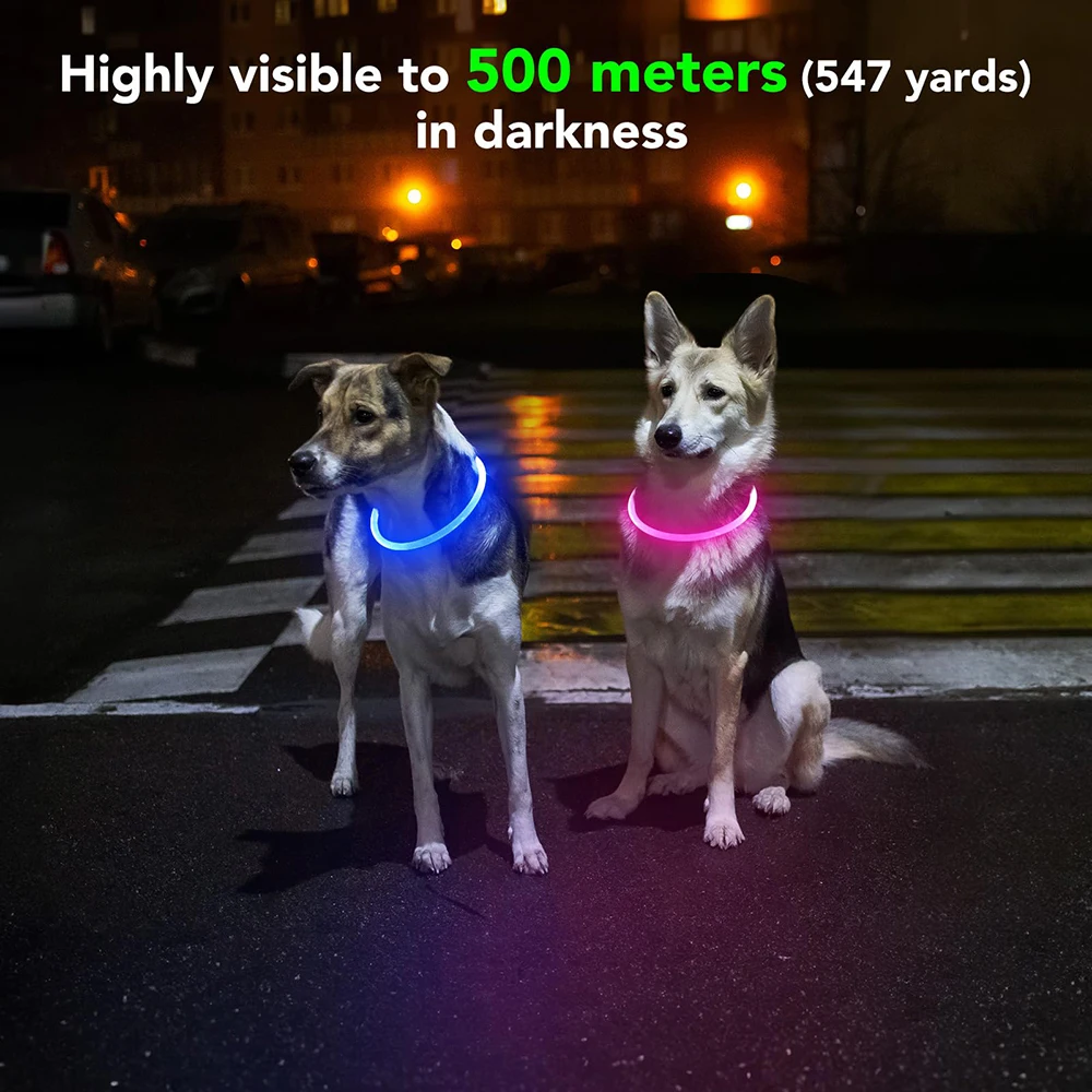 Light Up Orange Pink Luminous Light Smart Big Manufacturer Neck Silicone Reflective Waterproof Custom Pet Led Dog Collar