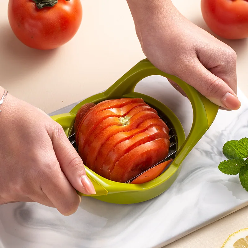 Tomato Slicer Stainless Steel Vegetable Fruit Slicer Cutter for Lemon Onion Potato 10 Sharp Blades Orange Slicer Tool