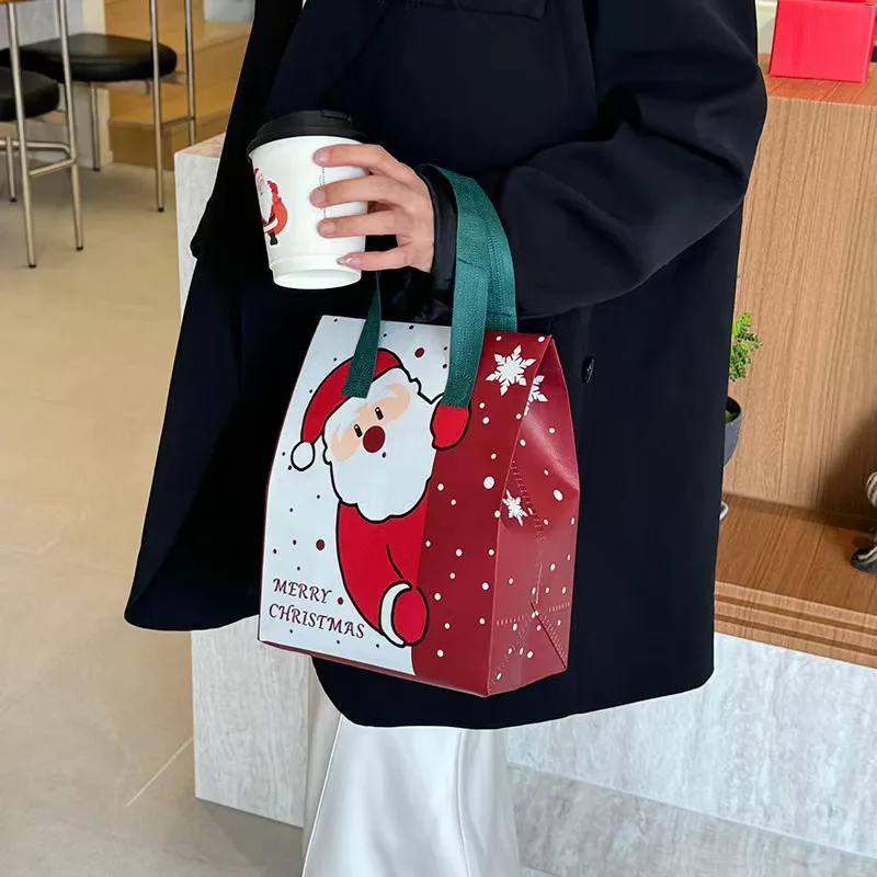 Christmas gift bag Christmas Eve portable milk tea cake takeaway packaging  bag customized thermal bag