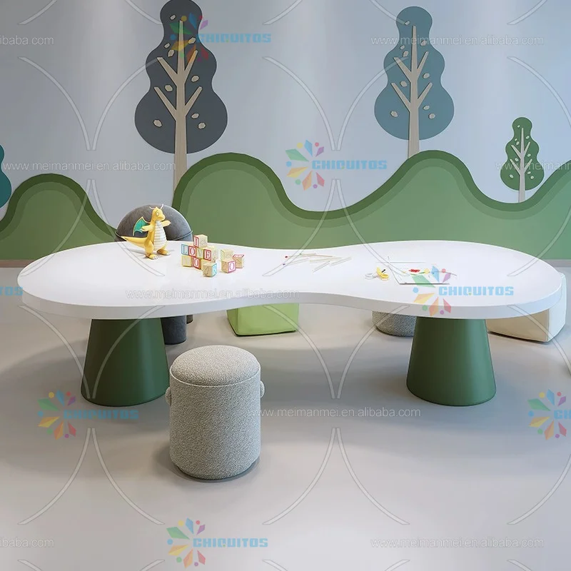 Chiquitos Kindergarten entertainment area hand painting reading training reception abnormal-shaped table and chair combination