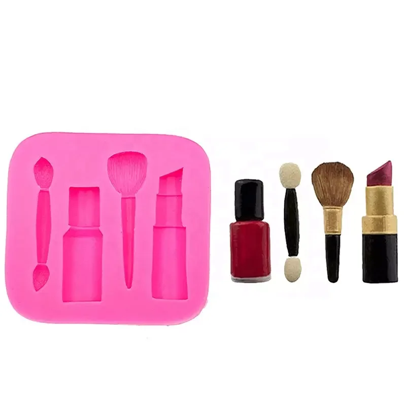 Makeup tools lipstick nail polish chocolate Party DIY fondant cake decorating tools silicone mold dessert mould 3D Craft Baking