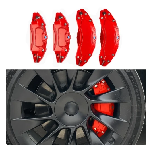 For Tesla Model Y Brake Caliper Covers Aluminum Alloy 19 20 Inch Wheel Hub 2021-2023 Set Of 4 9 Colors Stickers Will Be Included