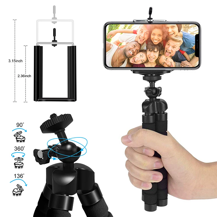 
Phone Camera Mini Tripod Mount With Wireless Control Flexible Sponge Octopus Stand For Smartphone Camera 
