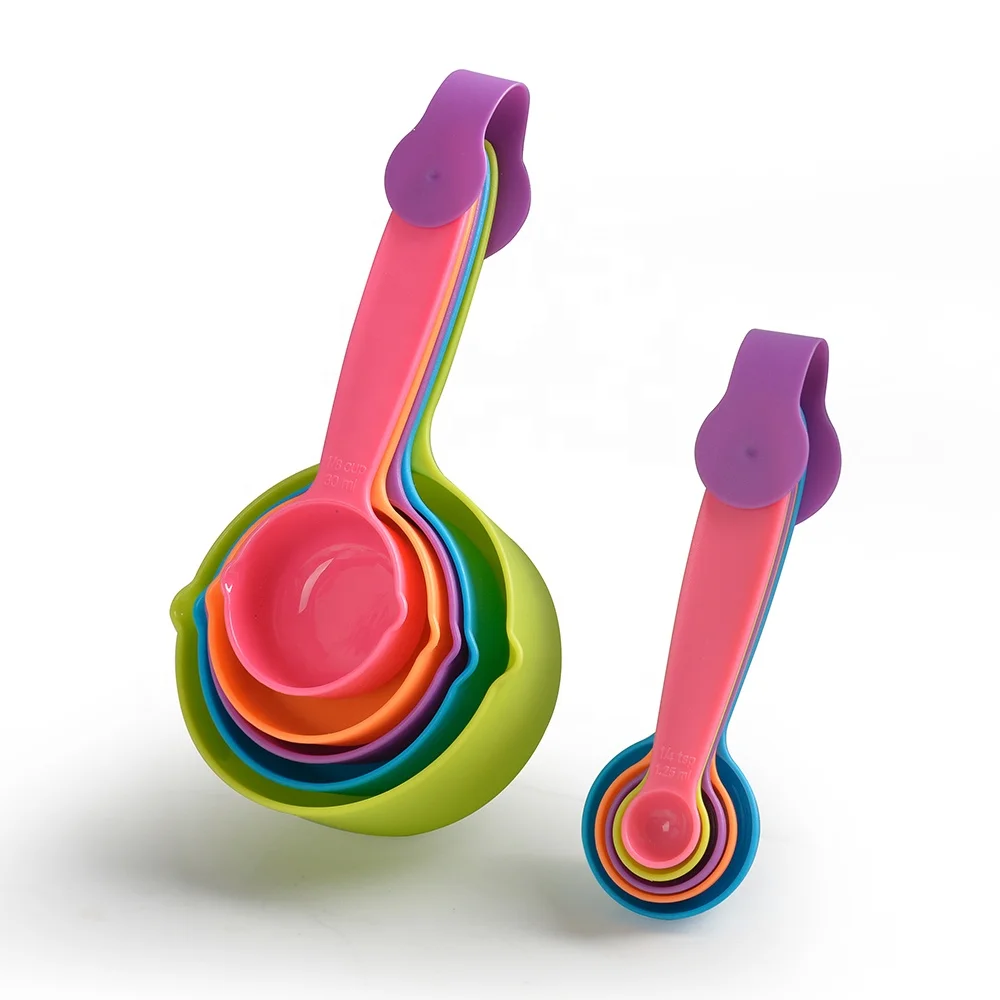 Colorful Plastic 10-Piece Kitchen Measuring Cup And Spoon Set