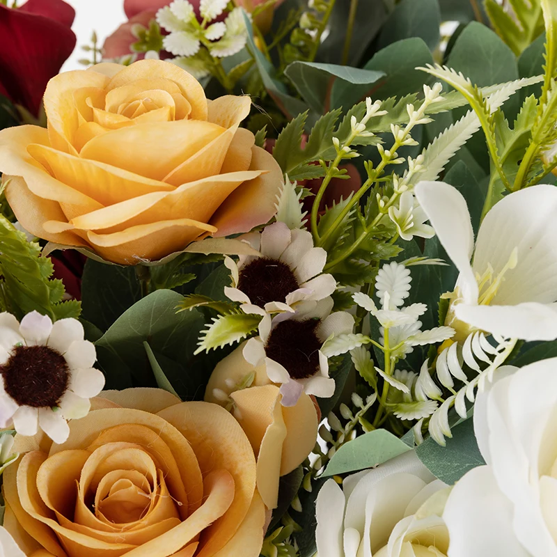 Hot Sale Artificial Rose Flowers Bouquet 11 Heads Fan Rose Bouquet For Wedding Decor