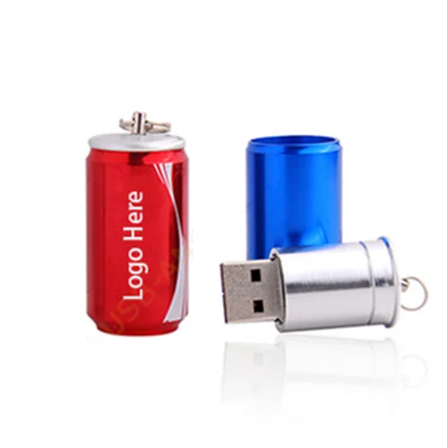 Крутые рекламные подарочные металлические флеш-накопители cola can USB с логотипом на заказ usb-накопители флешки 64 Гб гаджеты