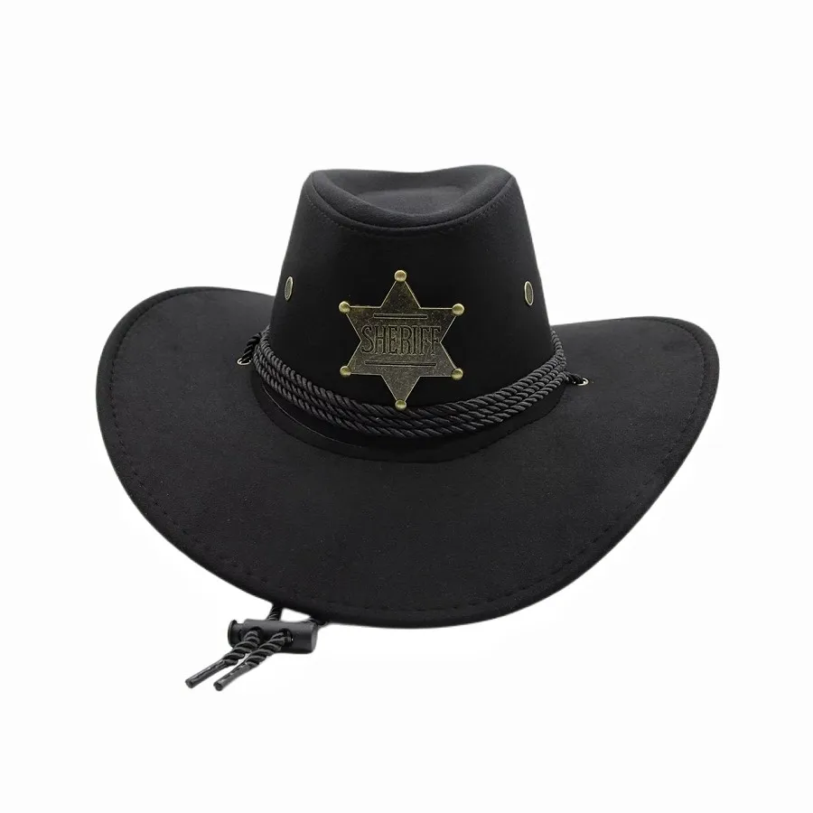 Fedora Men Women Sun Hat Sombrero Western Suede Brown Wide Brim Cowboy Hats Felt