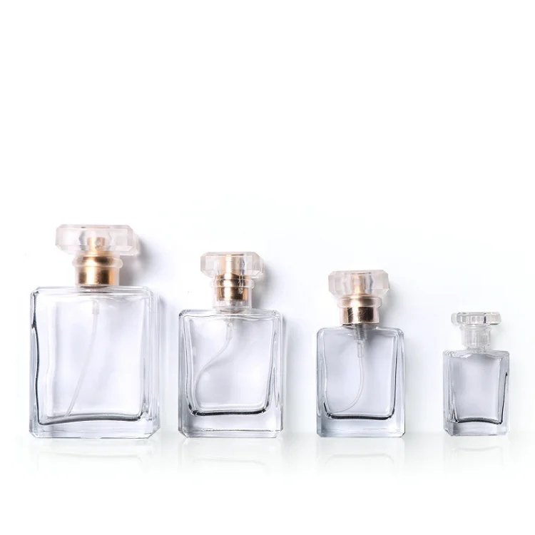 wholesale 7.5 20 30 50 ml 1 oz transparent rectangle perfume diffuser bottle glass spray bottles with aluminum cap