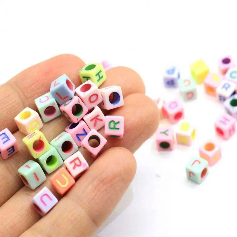 500g/lot Acrylic Plastic Alphabet Letter Beads Charms Pastel Color Alphabet Acrylic Loose Spacer Beads With 3.5mm
