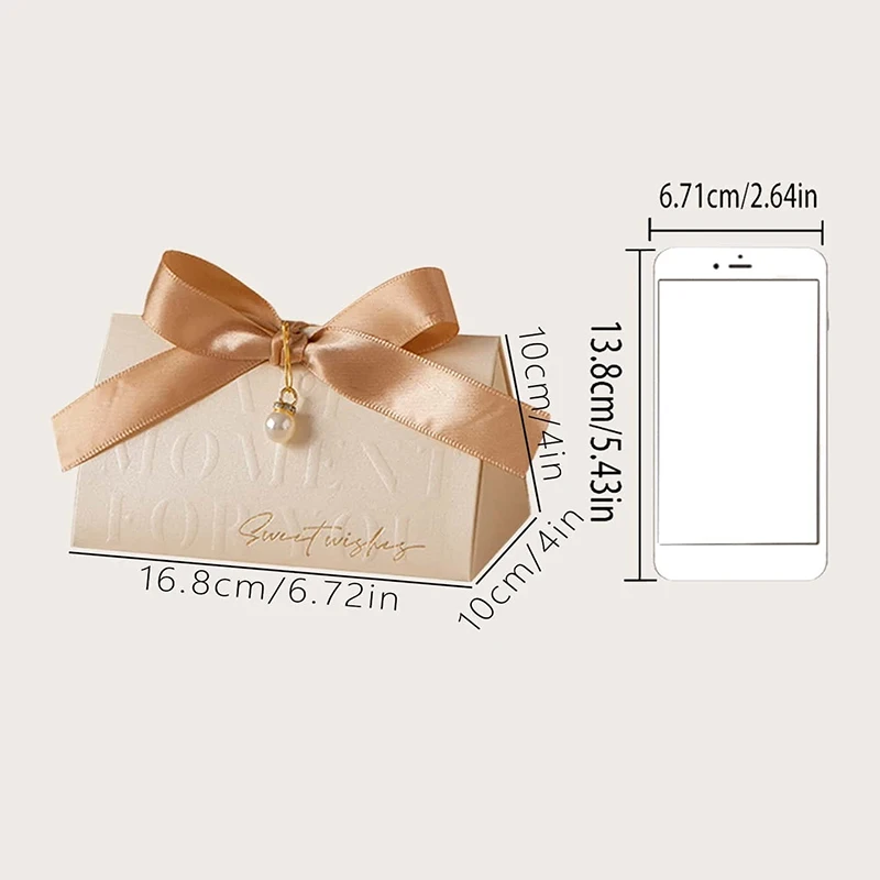 Luxury Gift Box With LOGO Wedding Favor Box Faux Pearl Bow Decor Cardboard Box For Wedding Party