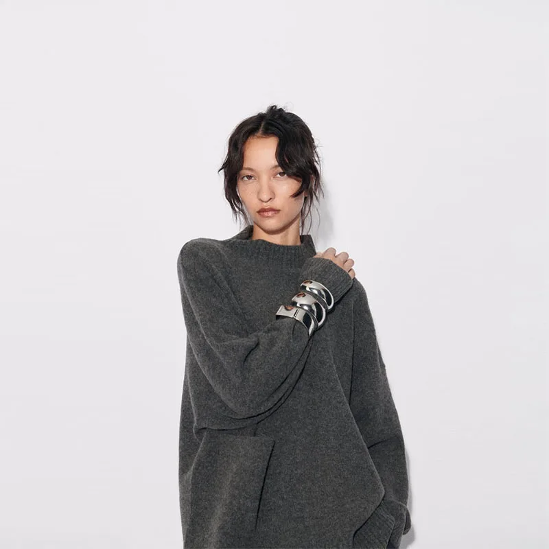 Manufacturer wool knit sweater long sleeve cashmere sweater tops merino wool blend pullover sweater for women