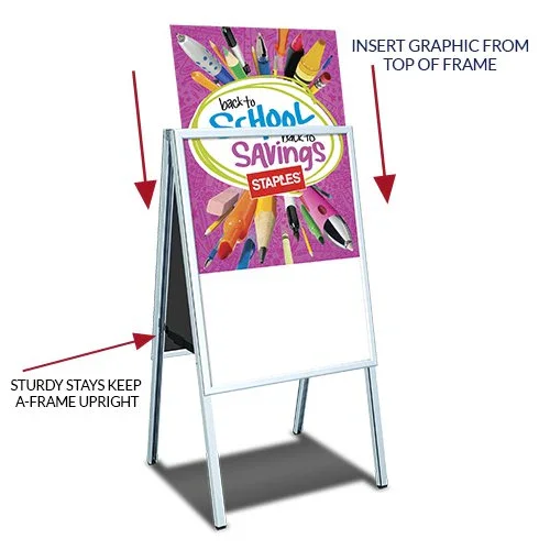 High Quality Poster board snap frame pavement sign,A-frame poster stand 24x36
