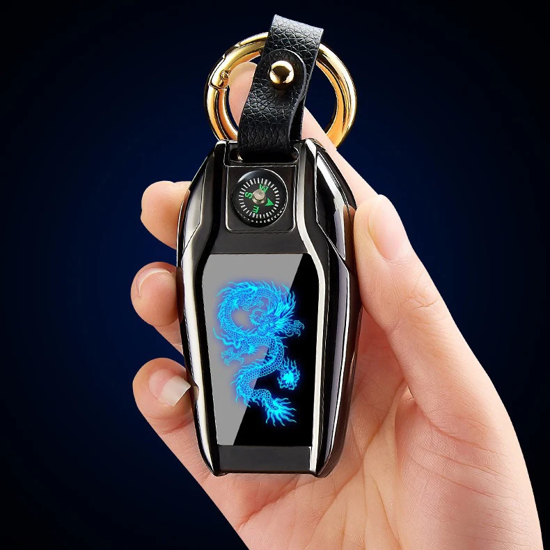Compass car keychain lighter charging USB cigarette lighter customized logo