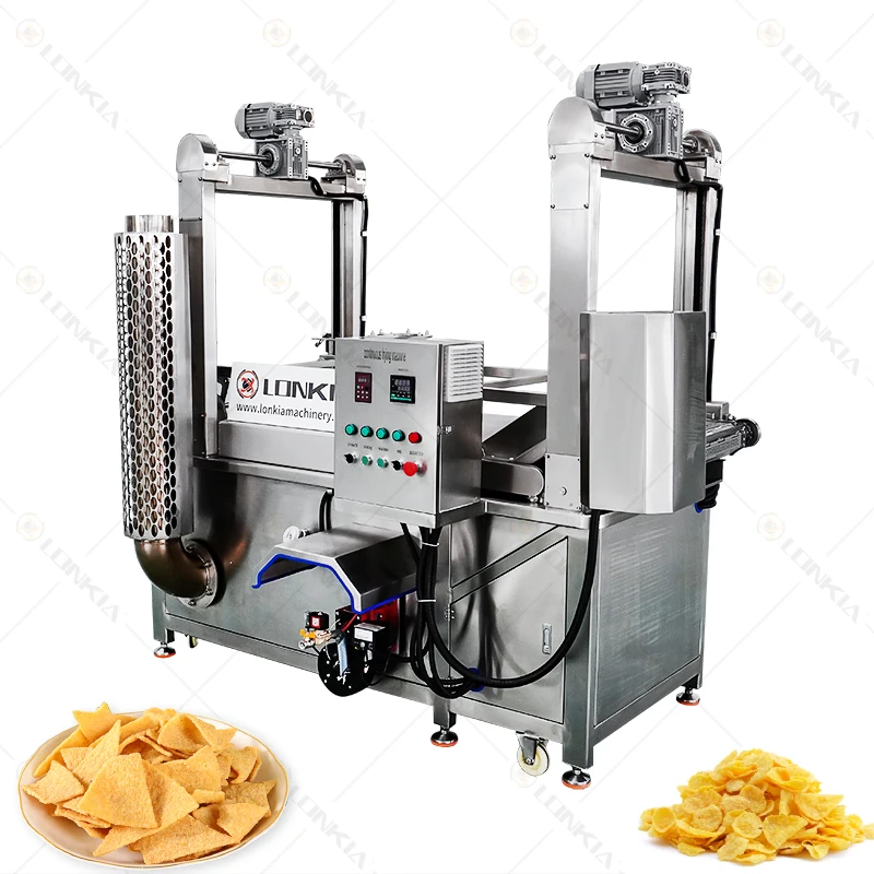 Industry Falafel Chin Chin French Fries Frying Machine Steam Fryer Banana Chips Continuous Frying Machine