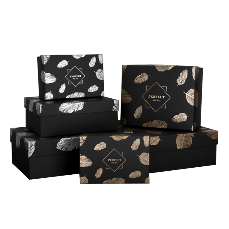 Пользовательский праздничный черный упаковка квадратная картонная подарочная коробка для парфюма с крышкой