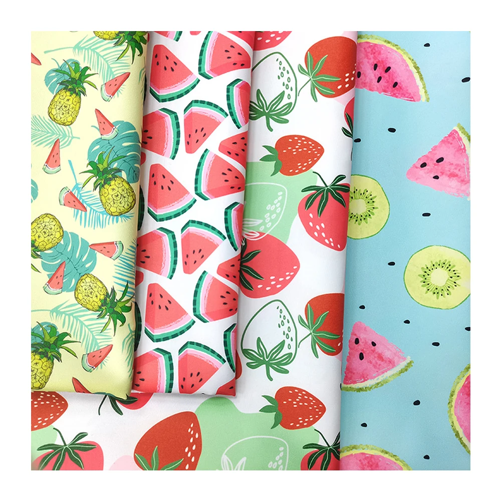 Custom fabric printing 100% polyester fabric  fruit pattern orange apple digital print fabric