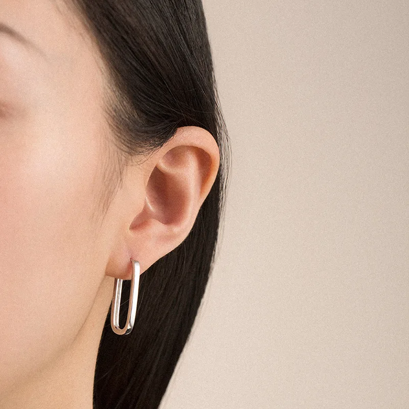 Fashion Simple 18k Gold Plated Stainless Steel Geometric U Shape Hoop Earrings For
