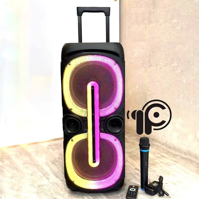 QS-4224 New Arrival Speakers KIMISO Double 10 Inch Horn Speaker Big TWS Rrolley Speaker With LED Screen