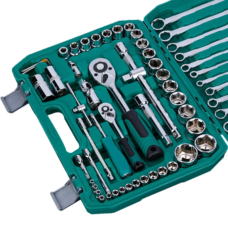 Car Repair Sockets Set Hand Tool Sets Combination Socket Wrench Set with Plastic Toolbox