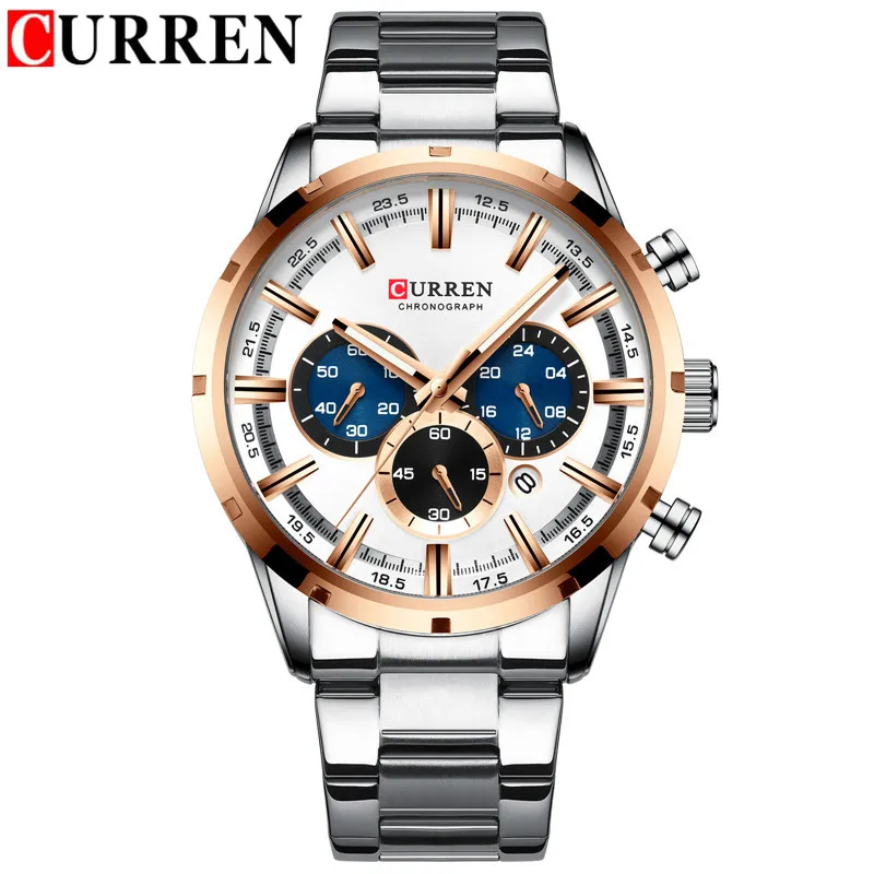 CURREN 8355 высококачественные деловые кварцевые мужские наручные часы с большим лицом подвесные стальные