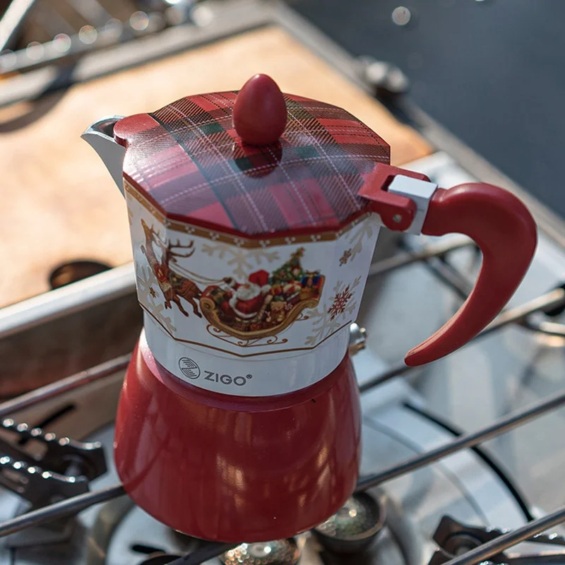 Arriart Christmas Gift Double Valve Stovetop Italian Coffee Maker Aluminum Espresso Moka Pot