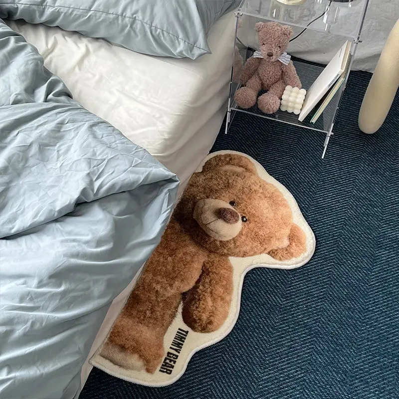 Cartoon Teddy bear and rabbits printing rugs and soft carpet for kids bedroom