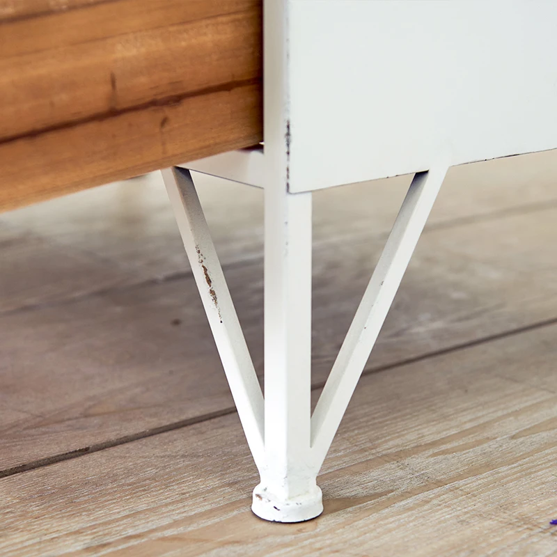 Nordic style home living room rustic decor white color iron metal wooden arched retro storage display cabinet with glass doors