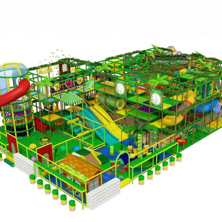 Interactive Indoor Commercial Athletic Playground Equipment for Kids Double Slide Park with Plastic Construction