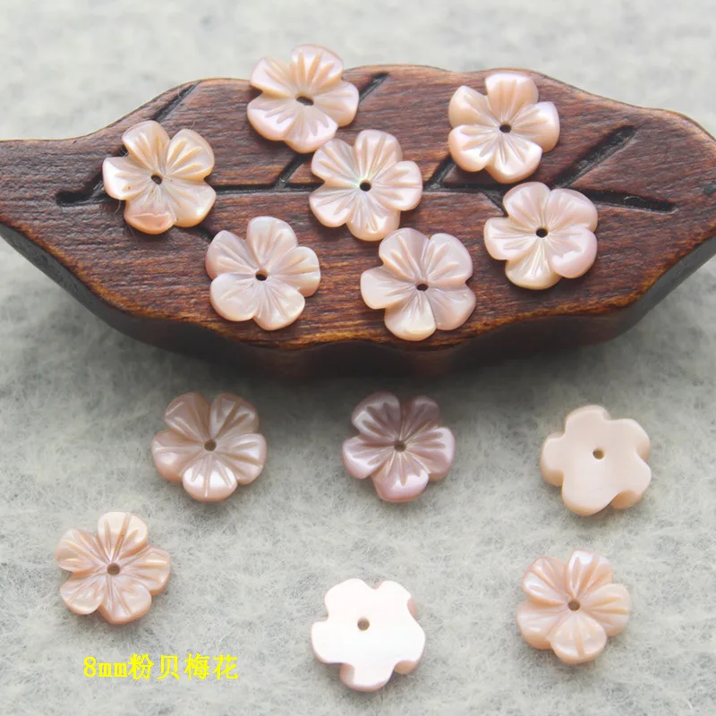 Natural pink flower shape carved mother of pearl shell gemstone