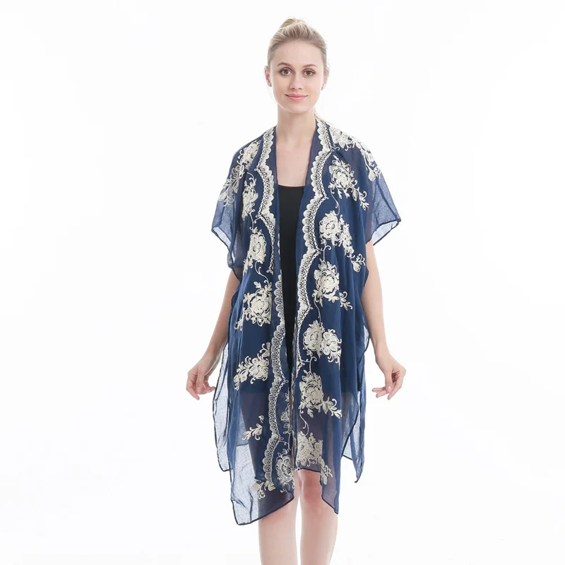 Fashion women poncho embroidery ruana shawl cloak