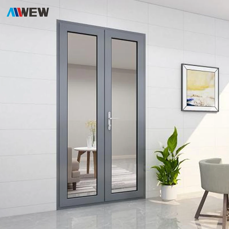 ALWEW aluminium front double entry exterior casement door with glass residential for homes