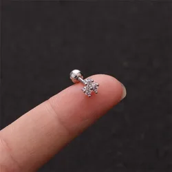 Floral Star Heart Cross Flower Crown Bar Cartilage Piercing Stud Helix Jewelry Tragus Conch Rook Earlobe Screw Back Earring
