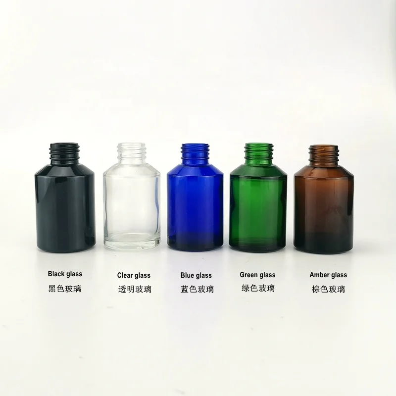 sloping shoulder black glass bottle 60 ml black glass container 2 oz cosmetic bottle with bamboo closure for cosmetic packaging