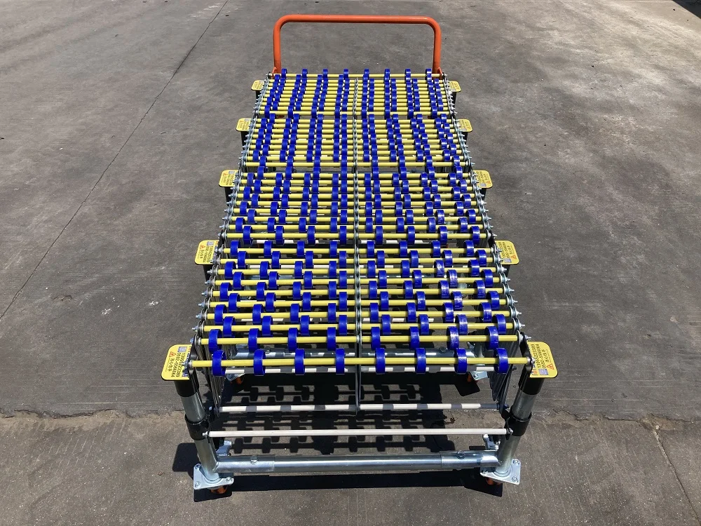 Flexible conveyor assembly line expandable gravity skate wheel conveyor system