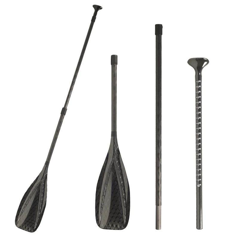 HOFi Ultra-Light 3K Plain V-Type Full Carbon Racing SUP Paddle 3-Piece Surfing Canoe Paddle for Paddling Enthusiasts