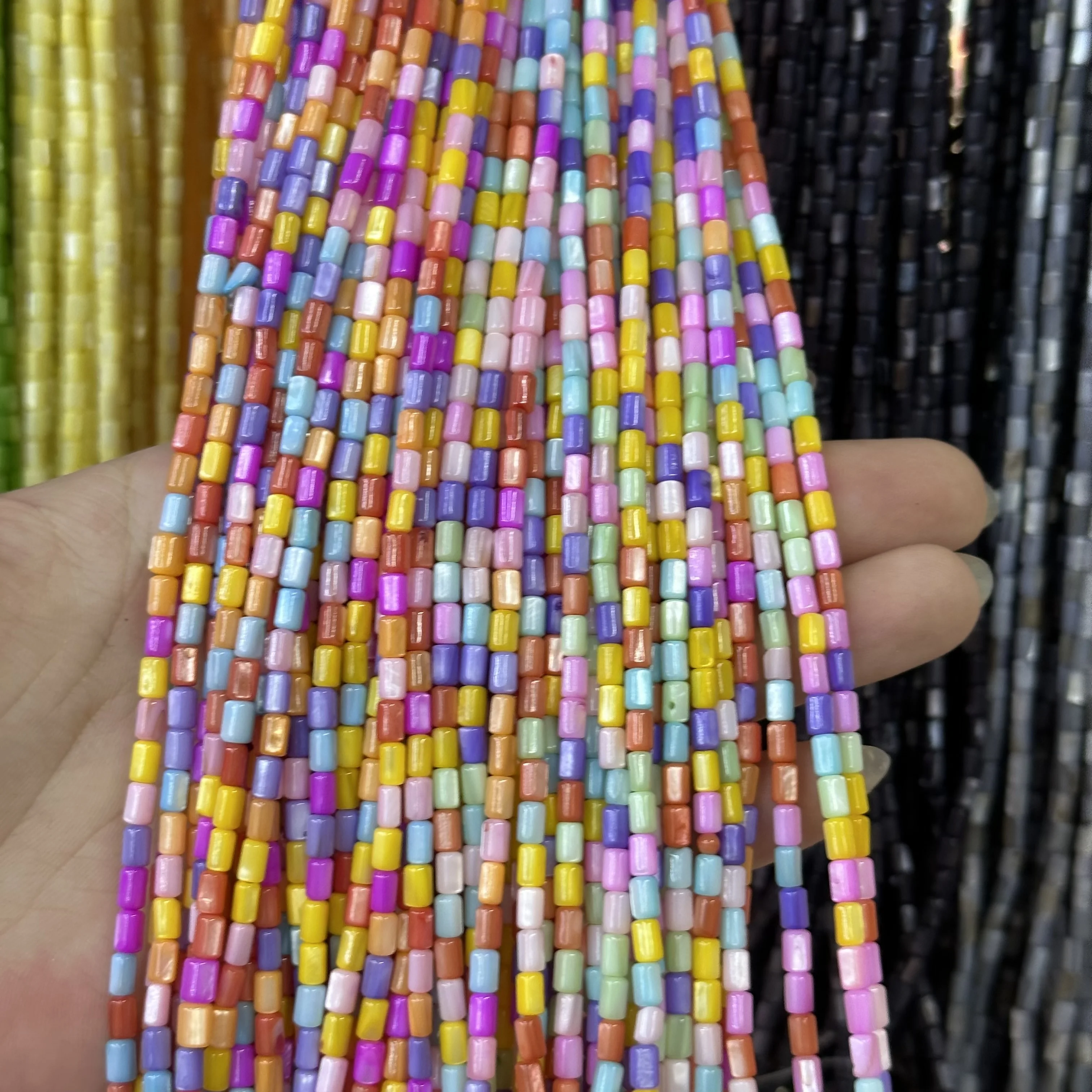New fresh water shell 3*5mm round tube straight tube shell beads loose handmade diy ear bracelet semi-finished wholesale