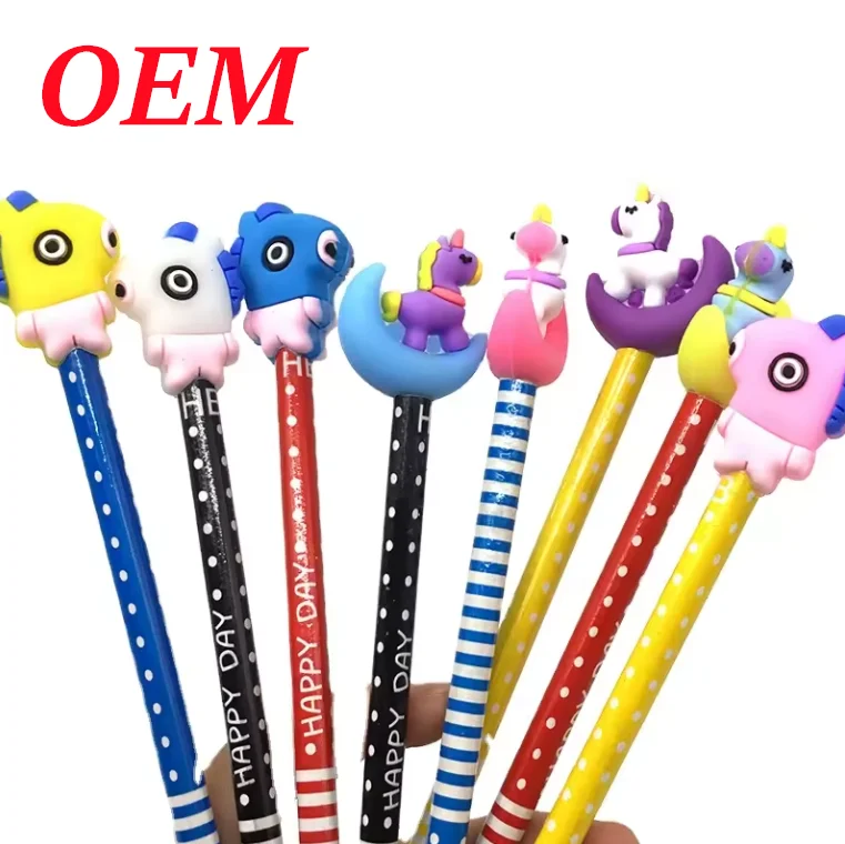 Custom 3D Pretty Pencil Topper cartoon Chinese Shaped Animal pen topper
