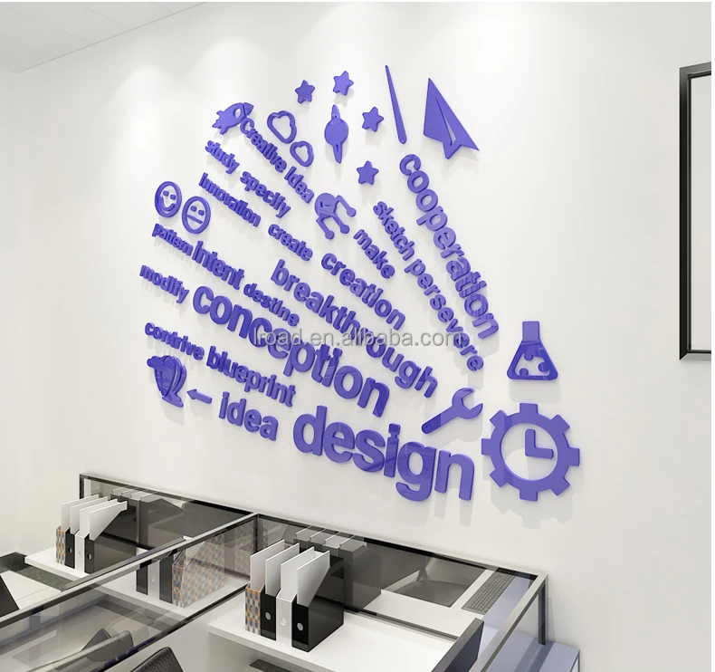 Office inspirational wall decoration sticker company corporate culture creative learning 3D three-dimensional text