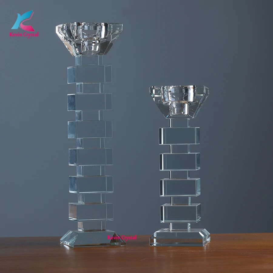 modern custom crystal candle holder glass candelabra for holiday decoration