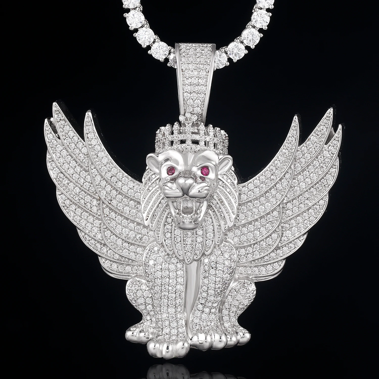 2021 New Arrival Men Diamond Pendant Jewelry Big Venice San Marco Flying Lion Pendant Iced Out CZ Pendant