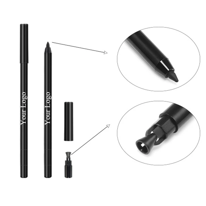 Cream eye liner pencil logo printing vegan waterproof long lasting creamy eyeliner black liner private label