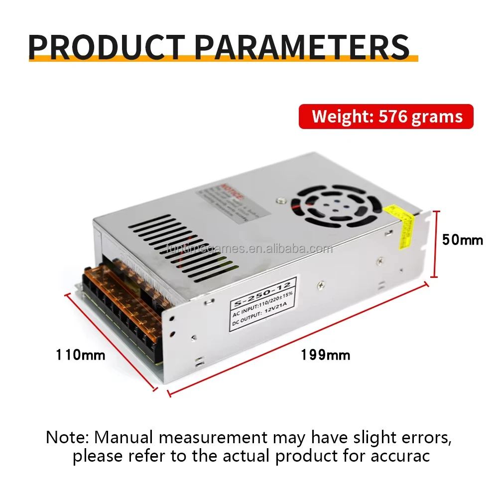 AC110V~220V Support Input Voltage Game Console Power Box DC12V Lighting Power Supply for Arcade Coin Operated Games