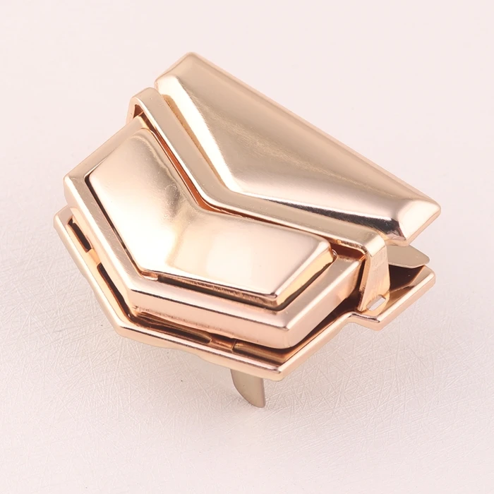 hot sale light gold color fancy metal handbag twist lock purse press push lock bag turn lock