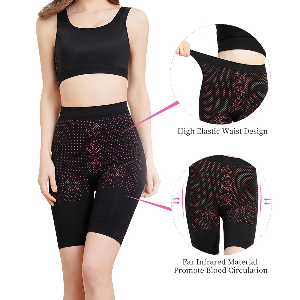 S-SHAPER женщины плюс размер Корректирующие шорты с высокой талией которая контролирует живот сжигания жира до середины бедра трусики излучение в дальнем инфракрасном диапазоне Body Shaper брюки