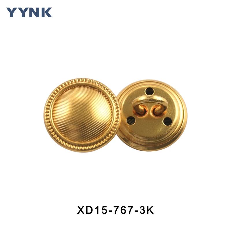 Professional Factory Quality Assurance Custom shape Embossed Gold Brass Shank Button for Uniform Clothing