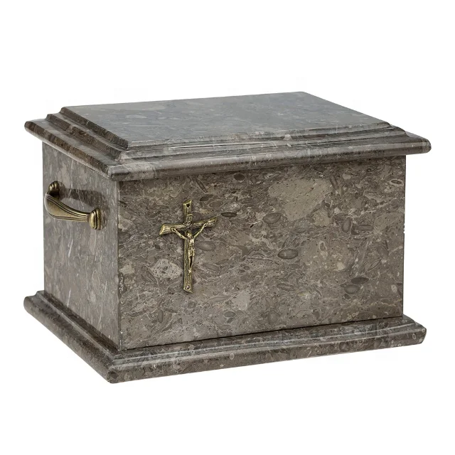 Honey White Marble Cremation Urns With Cross In Bulk Price