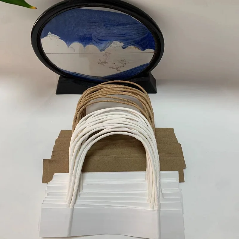 Twisted handle for bulk shopping paper bags used to make bags