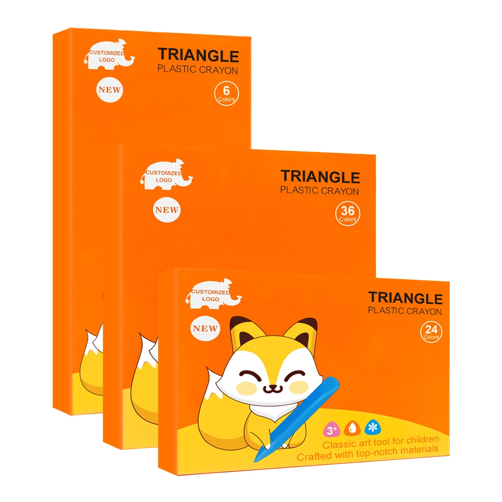 Color Box Set 6/12/24 Pack Kids Drawing Triangle Crayons For Kids
